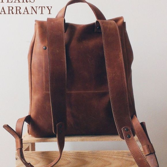 We the Free Handcrafted LEATHER BACKPACK in Cognac Brown - Picture 6 of 6